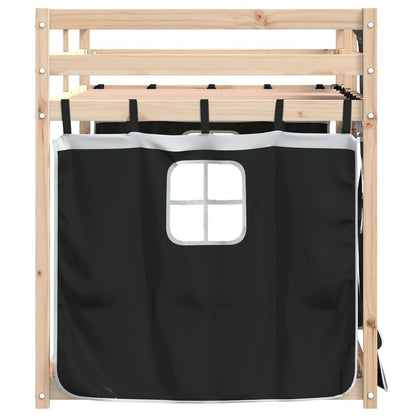 Letto a Castello senza Materasso Bianco e Nero 90x200cm in Pino - homemem39
