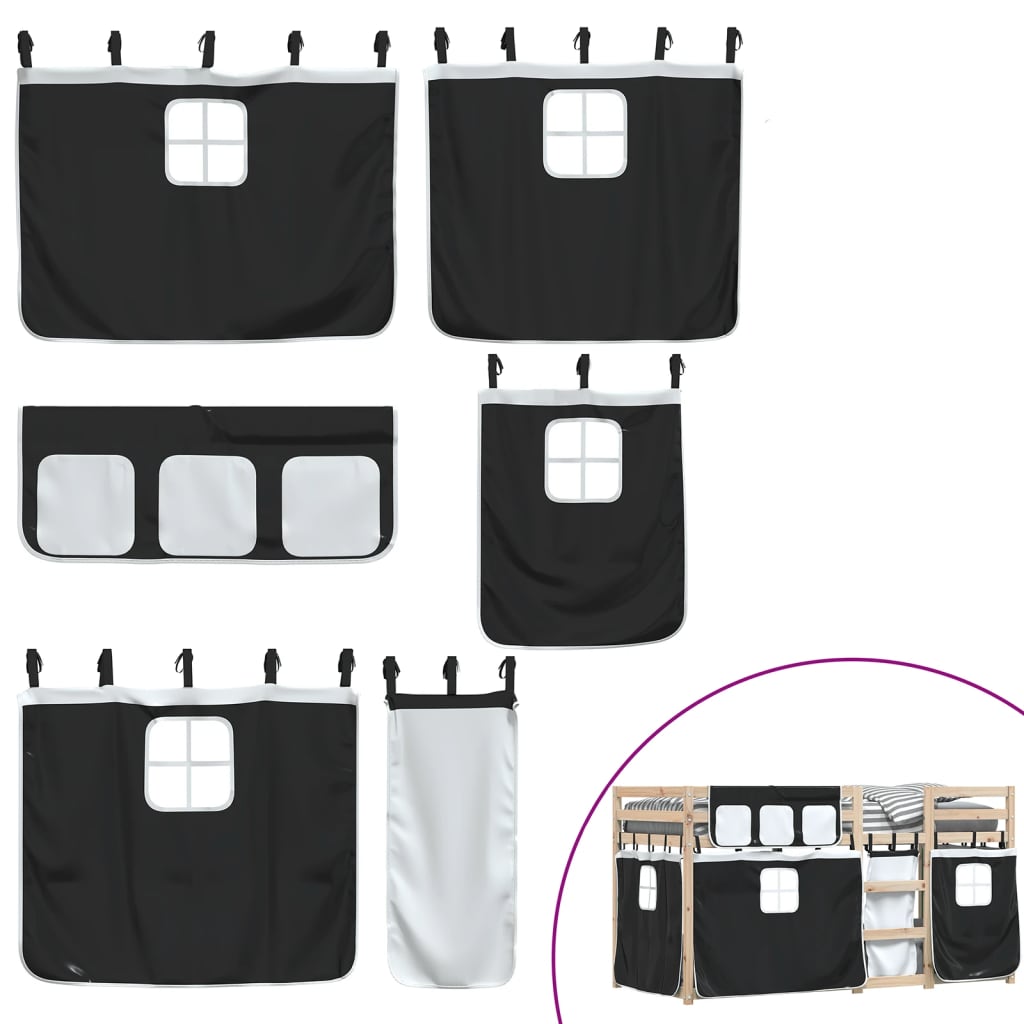 Letto a Castello senza Materasso Bianco e Nero 90x200cm in Pino - homemem39