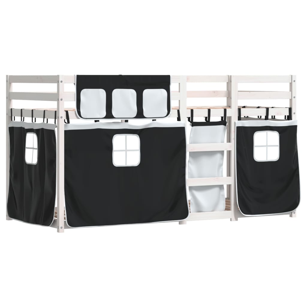 Letto a Castello senza Materasso Bianco e Nero 90x200cm in Pino - homemem39