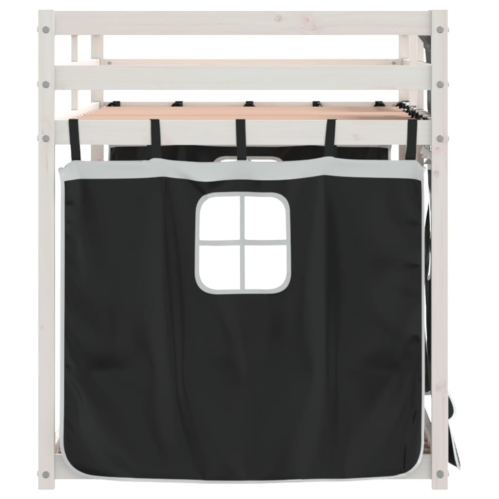Letto a Castello senza Materasso Bianco e Nero 90x200cm in Pino - homemem39