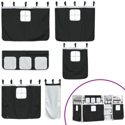 Letto a Castello senza Materasso Bianco e Nero 90x200cm in Pino - homemem39