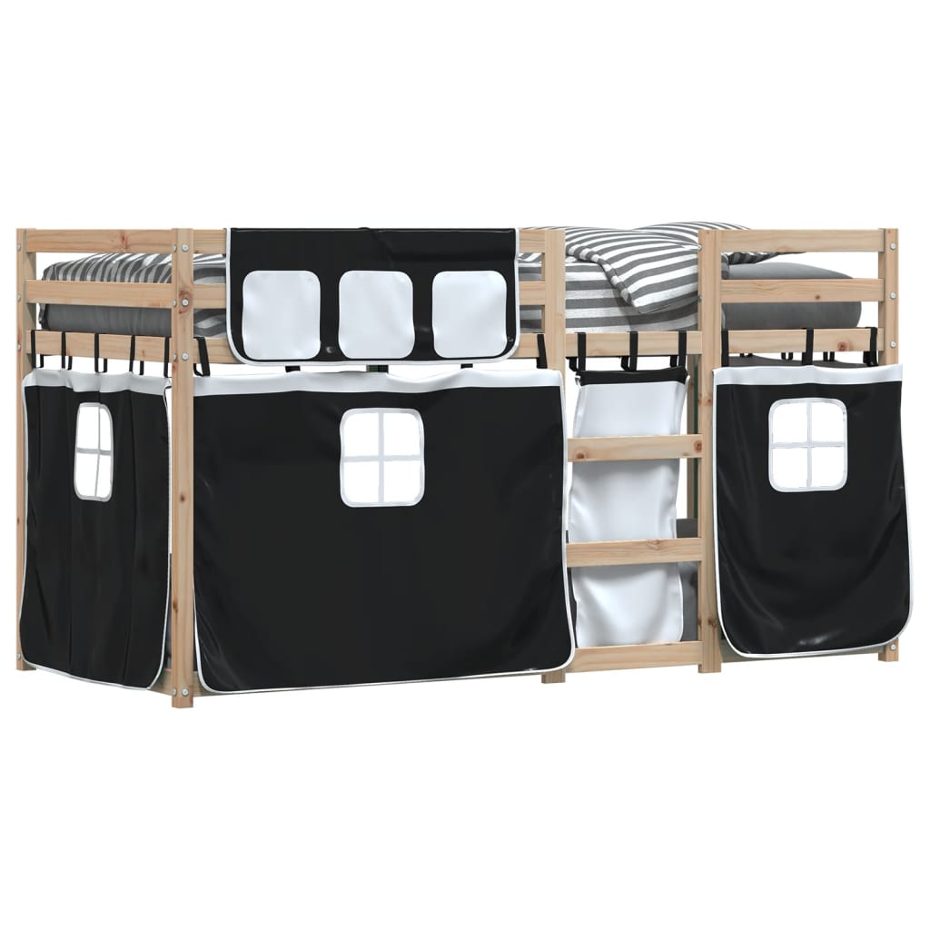 Letto a Castello senza Materasso Bianco e Nero 90x190cm in Pino - homemem39