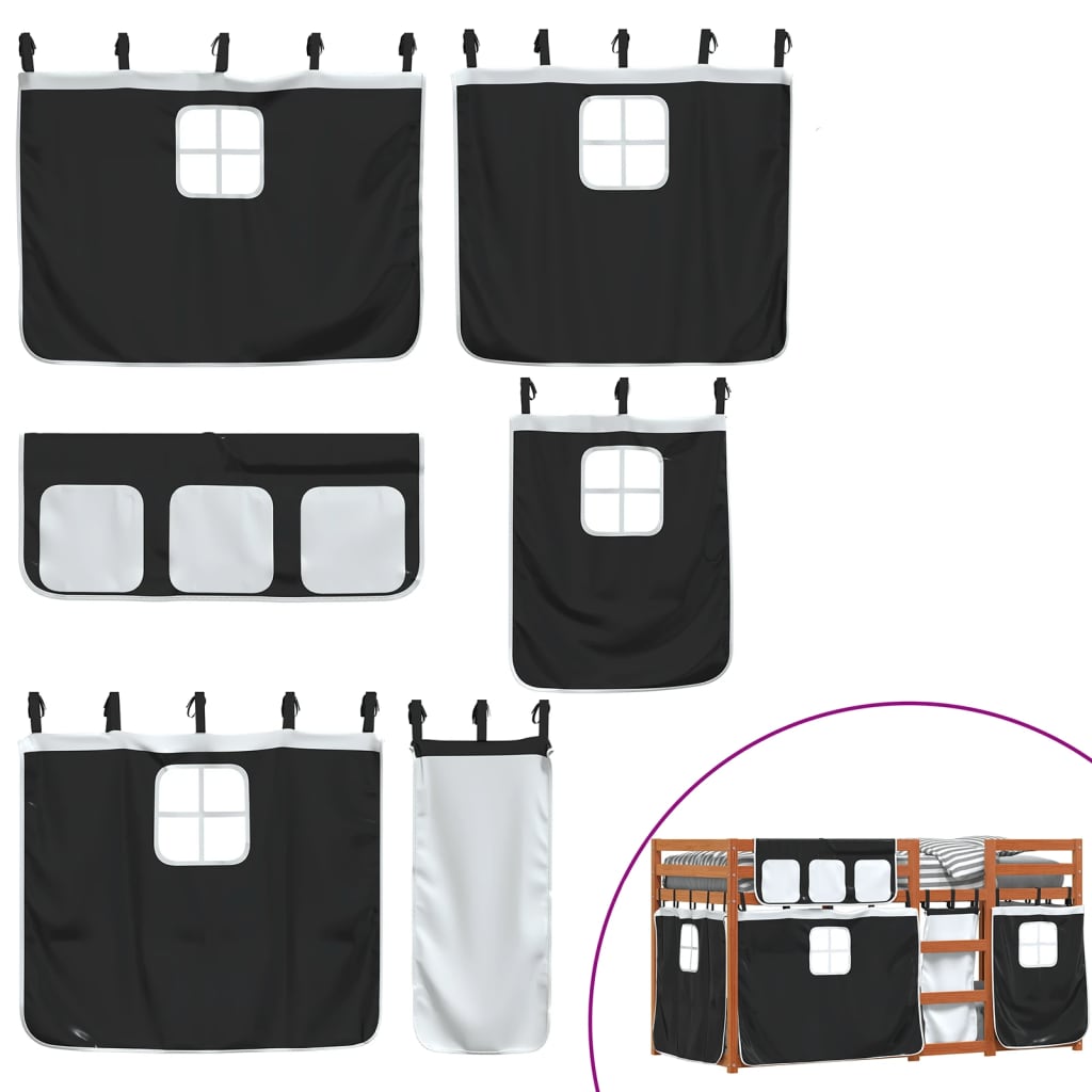 Letto a Castello senza Materasso Bianco e Nero 90x200cm in Pino - homemem39