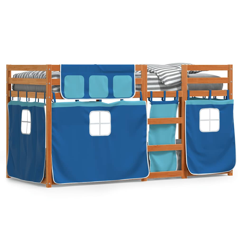 Letto a Castello senza Materasso Marrone e Blu 90x200 cm Legno Massello di Pino
