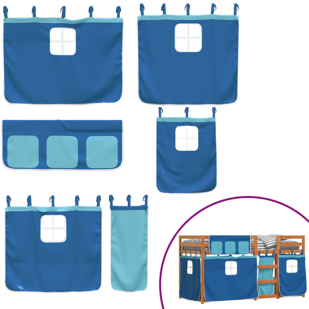 Letto a Castello senza Materasso Blu 90x200cm Massello Pino - homemem39