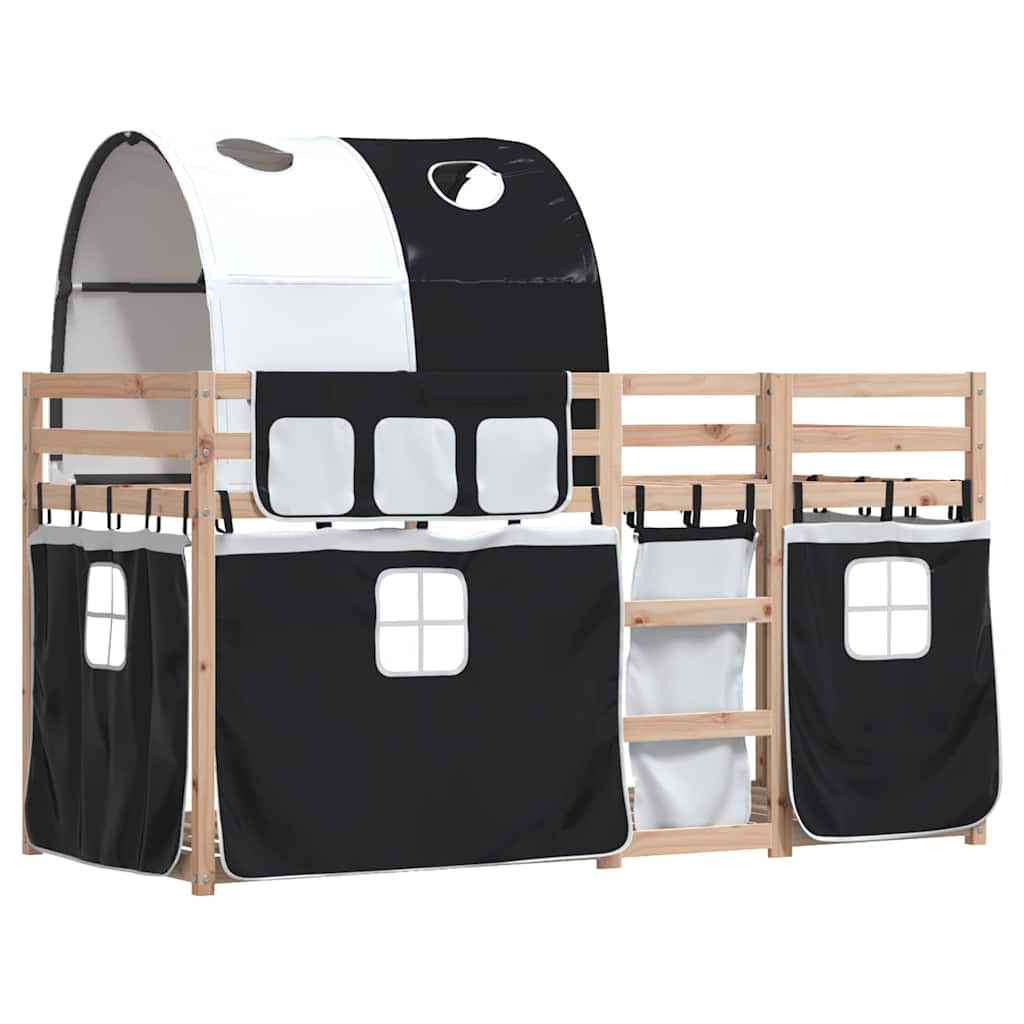 Letto a Castello senza Materasso Bianco e Nero 90x200cm in Pino | homemem39