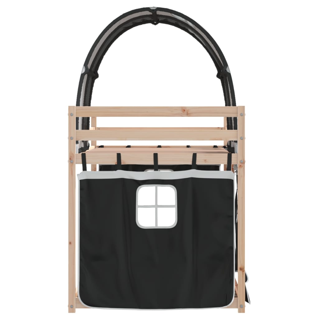 Letto a Castello senza Materasso Bianco e Nero 80x200cm in Pino