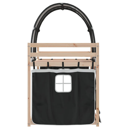 Letto a Castello senza Materasso Bianco e Nero 80x200cm in Pino