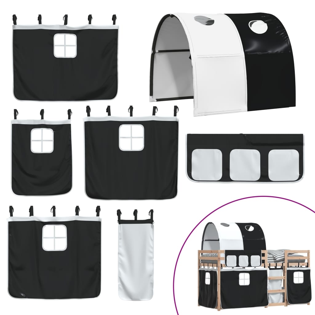 Letto a Castello senza Materasso Bianco e Nero 80x200cm in Pino