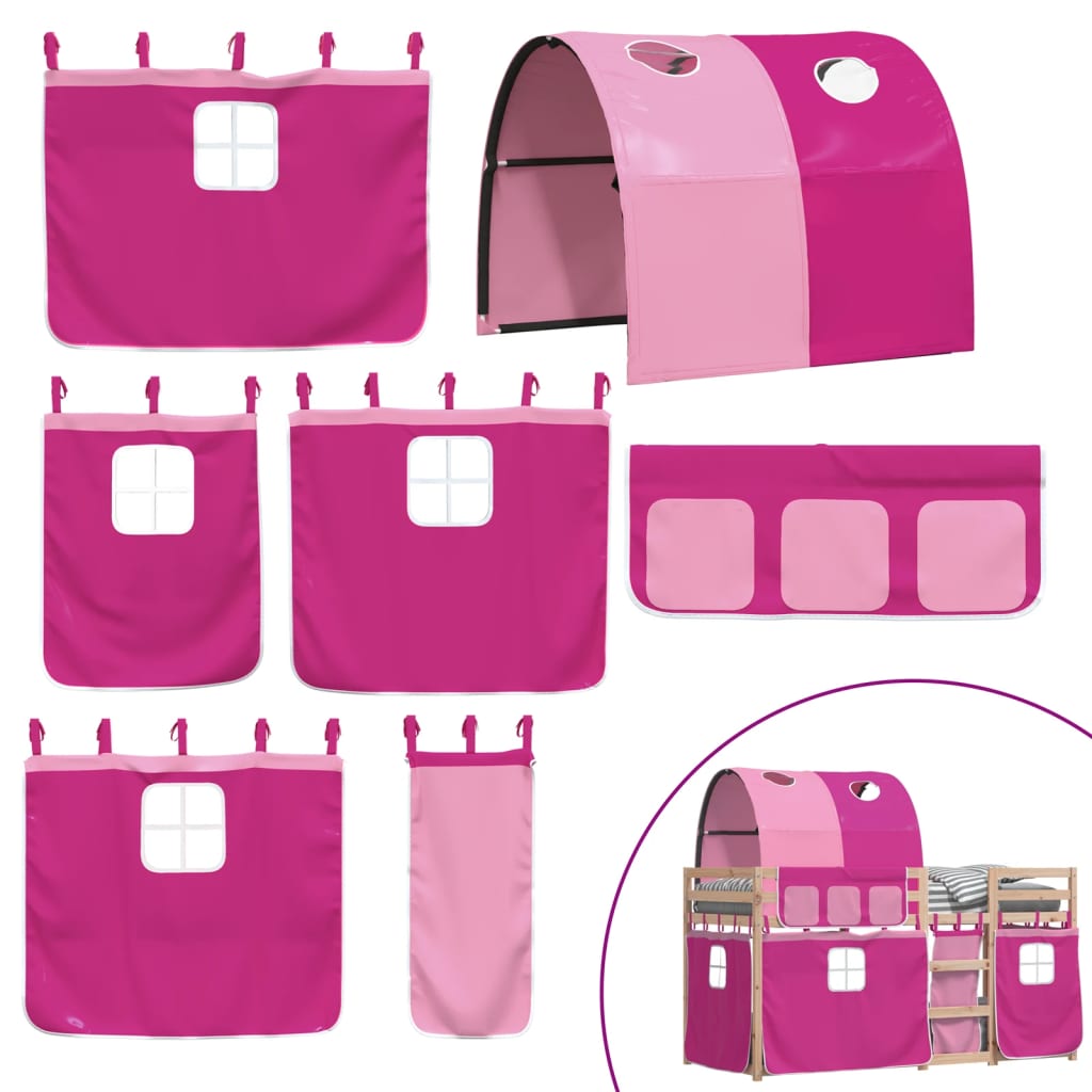 Letto a Castello senza Materasso Rosa 80x200 cm Legno di Pino - homemem39