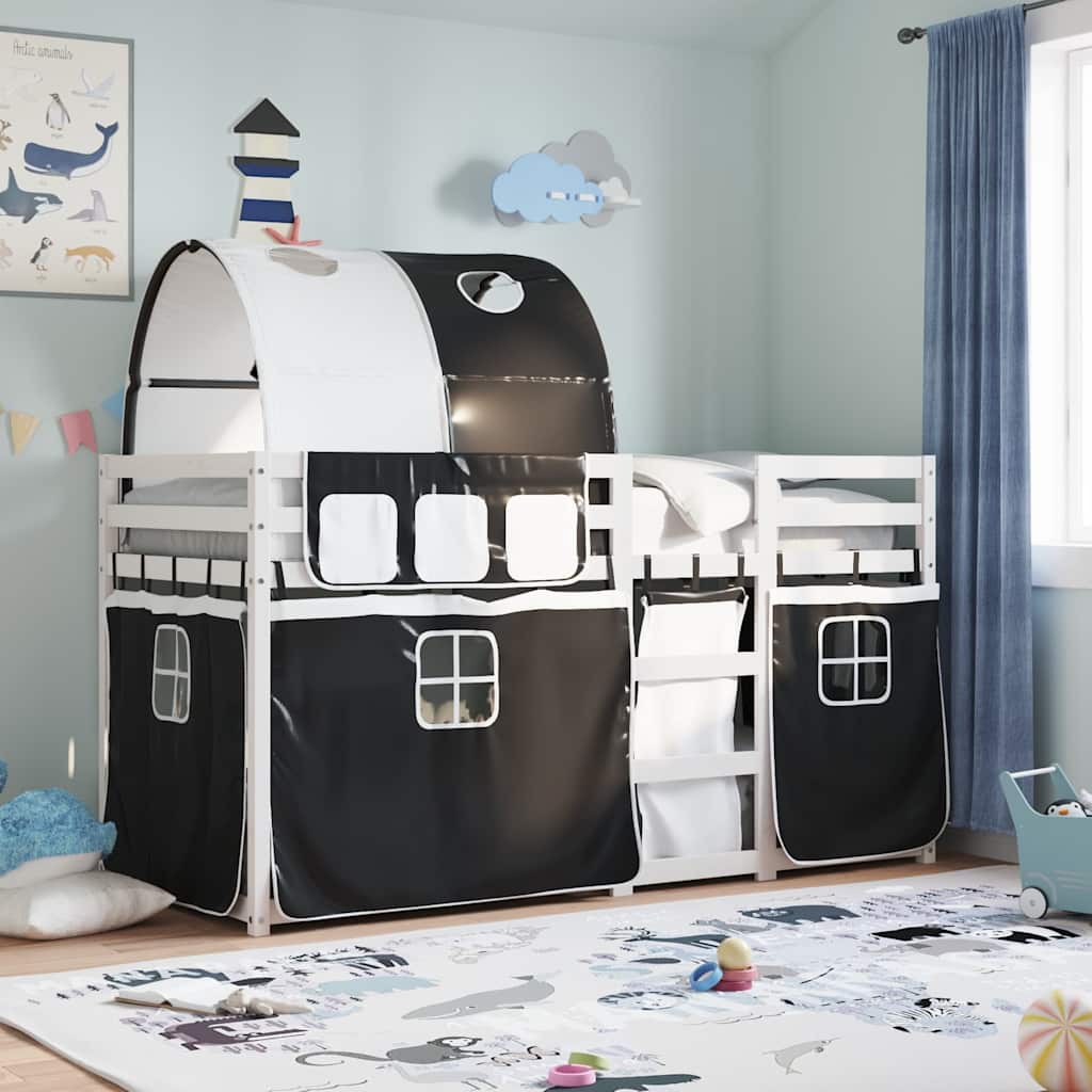 Letto a Castello senza Materasso Bianco e Nero 80x200cm in Pino | homemem39