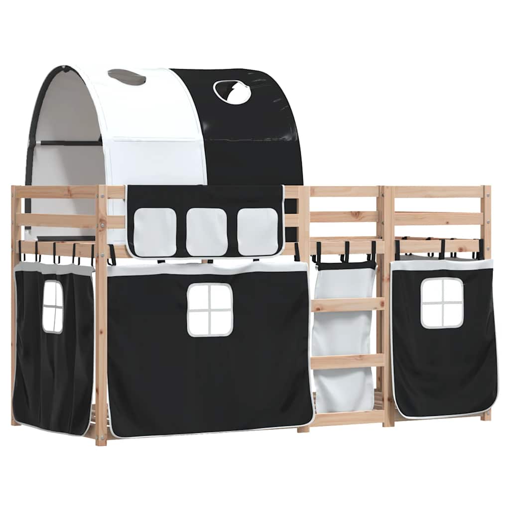 Letto a Castello senza Materasso Bianco e Nero 90x190cm in Pino | homemem39