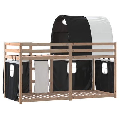 Letto a Castello senza Materasso Bianco e Nero 90x190cm in Pino | homemem39