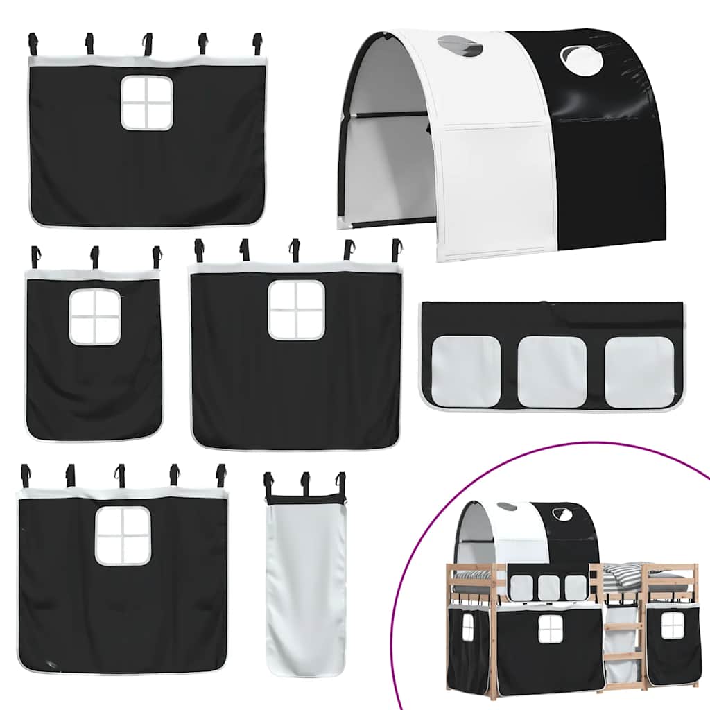 Letto a Castello senza Materasso Bianco e Nero 90x190cm in Pino | homemem39