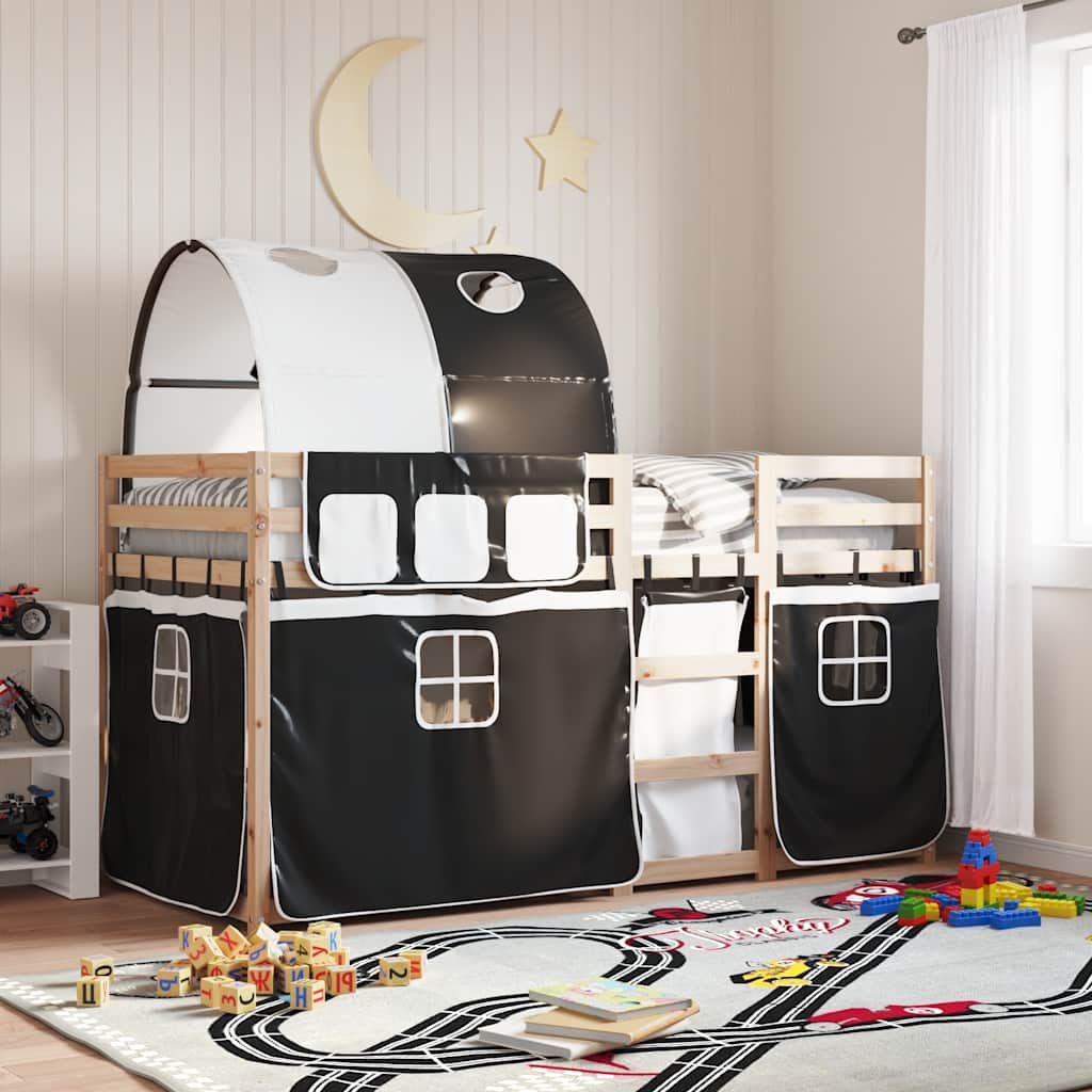 Letto a Castello senza Materasso Bianco e Nero 90x190cm in Pino | homemem39