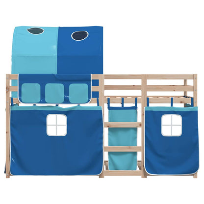 Letto a Castello senza Materasso Blu 90x190cm Massello Pino | homemem39
