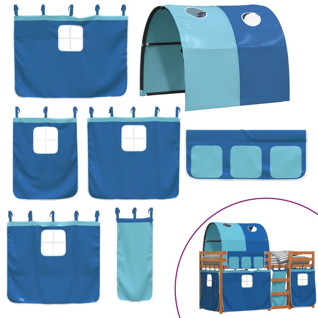 Letto a Castello senza Materasso Blu 80x200 cm Massello Pino - homemem39