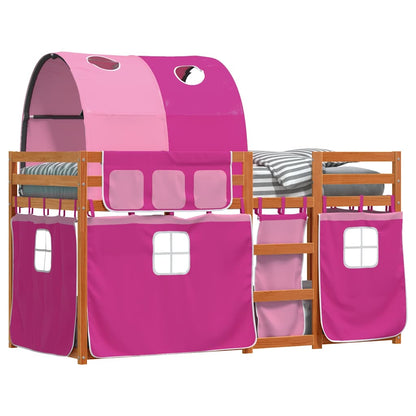 Letto a Castello senza Materasso Rosa 80x200 cm Legno di Pino