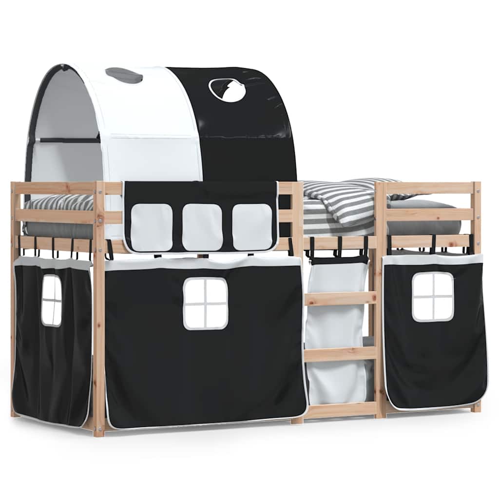 Letto a Castello senza Materasso Bianco e Nero 90x200cm in Pino | homemem39