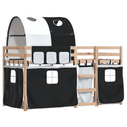 Letto a Castello senza Materasso Bianco e Nero 90x200cm in Pino | homemem39