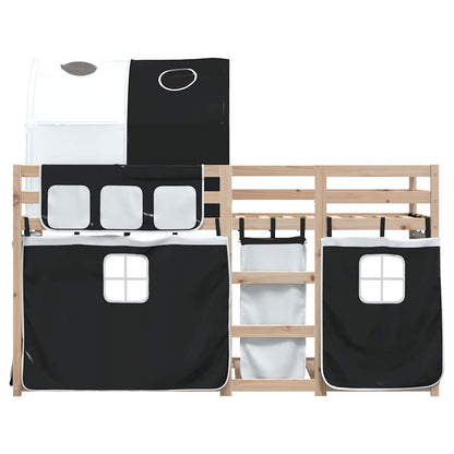 Letto a Castello senza Materasso Bianco e Nero 90x200cm in Pino | homemem39
