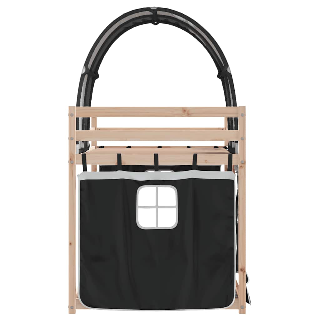 Letto a Castello senza Materasso Bianco e Nero 90x200cm in Pino | homemem39