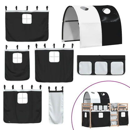 Letto a Castello senza Materasso Bianco e Nero 90x200cm in Pino | homemem39