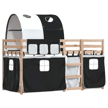Letto a Castello senza Materasso Bianco e Nero 90x190cm in Pino | homemem39