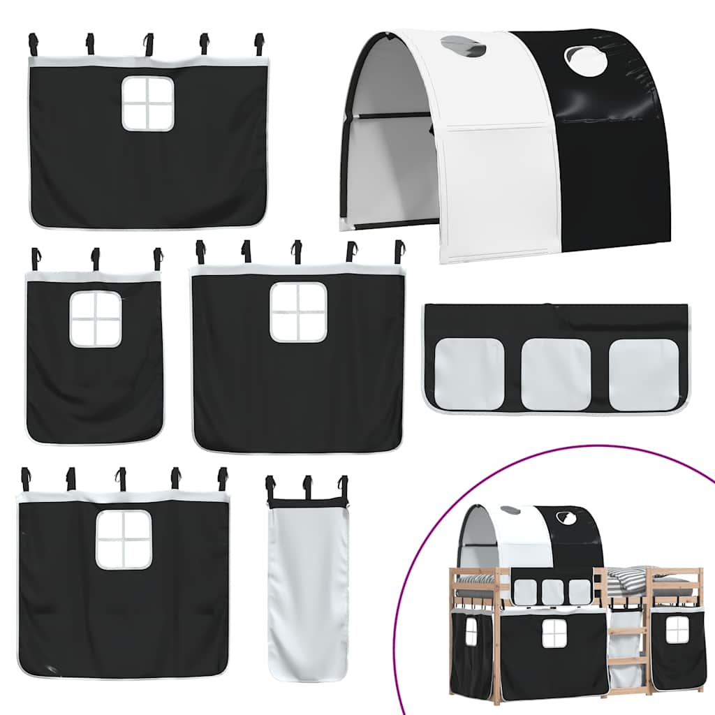 Letto a Castello senza Materasso Bianco e Nero 90x190cm in Pino | homemem39