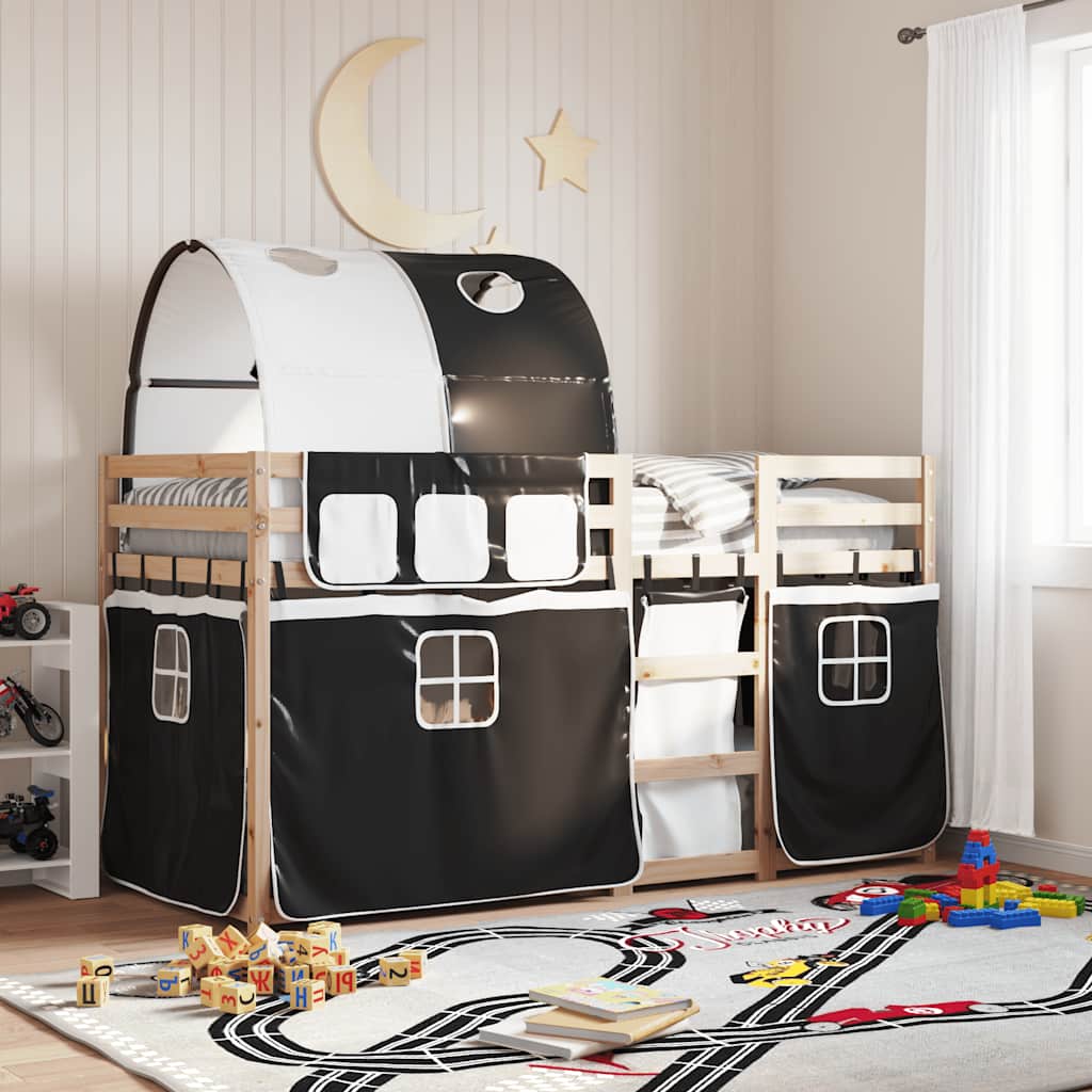 Letto a Castello senza Materasso Bianco e Nero 90x190cm in Pino | homemem39