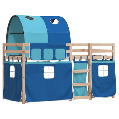 Letto a Castello senza Materasso Blu 90x190cm Massello Pino
