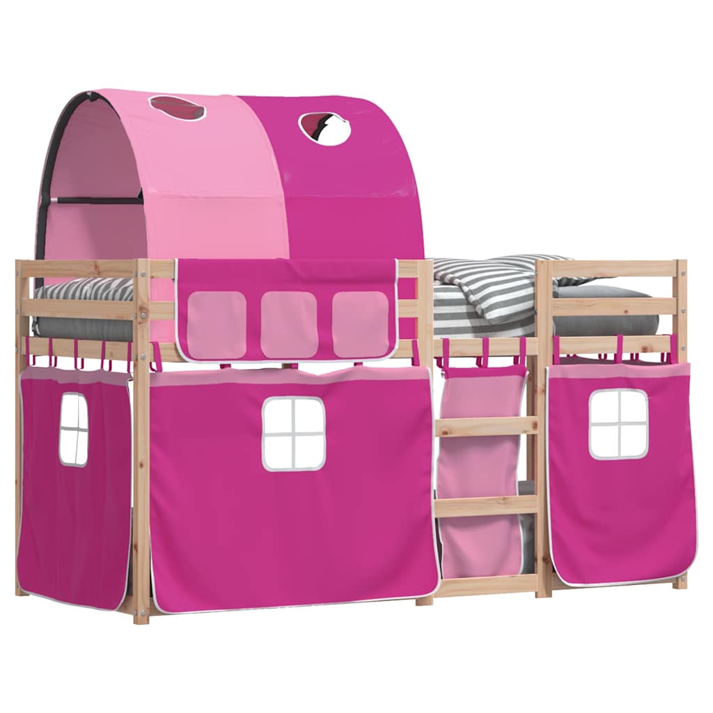 Letto a Castello senza Materasso Rosa 90x190 cm Legno di Pino