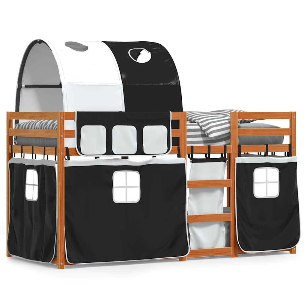 Letto a Castello senza Materasso Bianco e Nero 90x200cm in Pino | homemem39