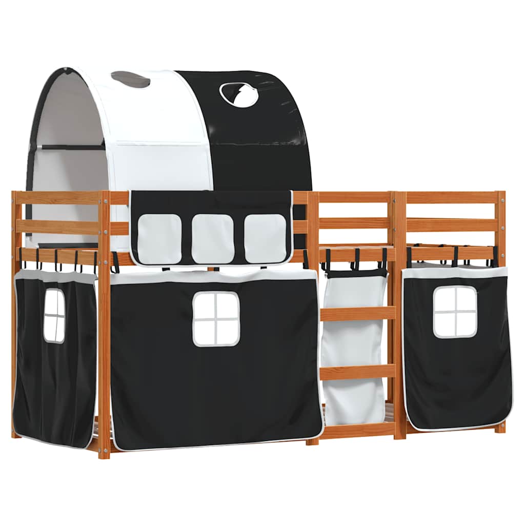 Letto a Castello senza Materasso Bianco e Nero 90x200cm in Pino | homemem39