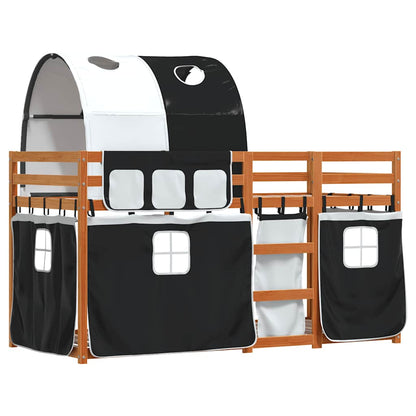 Letto a Castello senza Materasso Bianco e Nero 90x200cm in Pino | homemem39