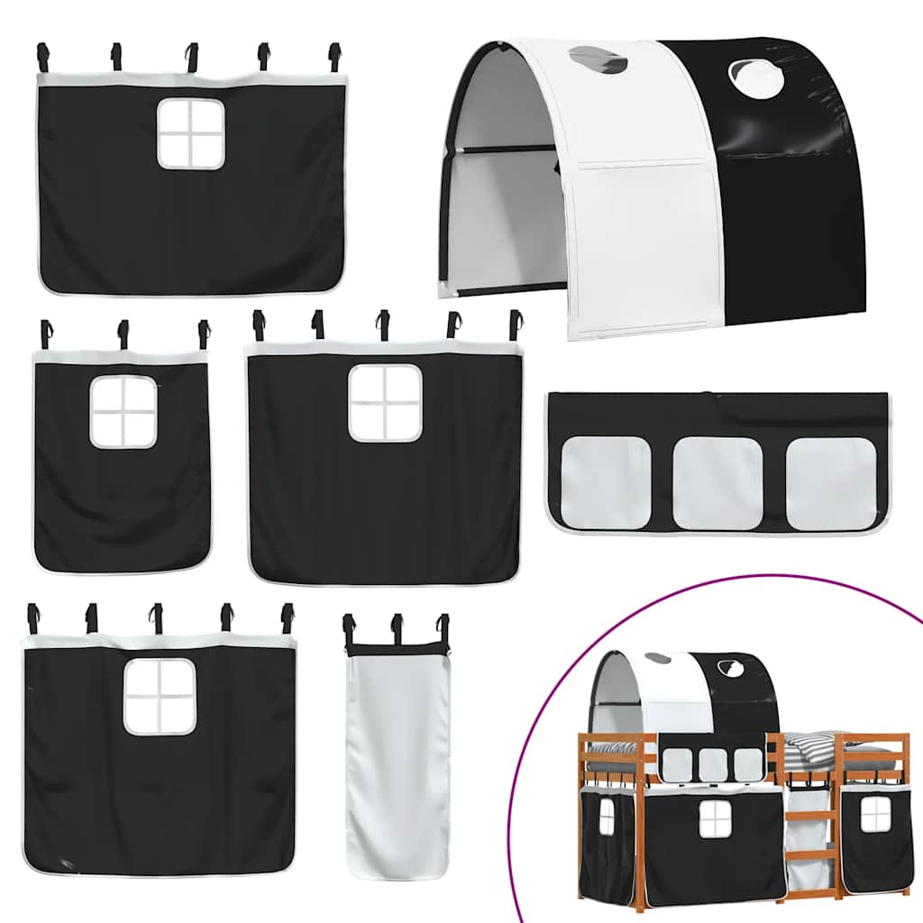 Letto a Castello senza Materasso Bianco e Nero 90x200cm in Pino | homemem39