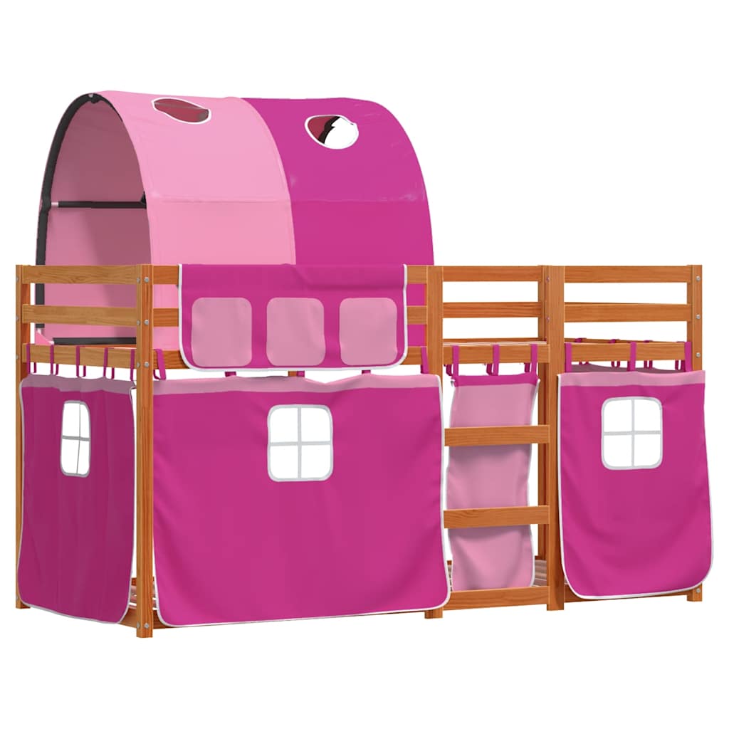 Letto a Castello senza Materasso Rosa 90x200 cm Legno di Pino