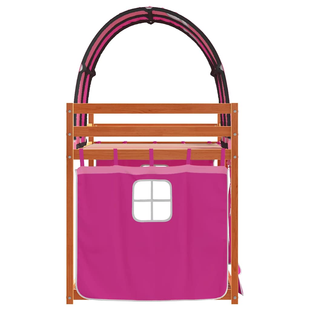 Letto a Castello senza Materasso Rosa 90x200 cm Legno di Pino