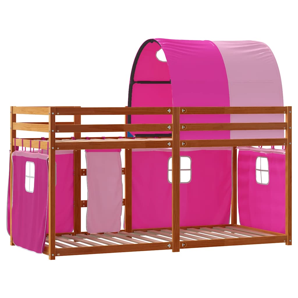 Letto a Castello senza Materasso Rosa 90x200 cm Legno di Pino