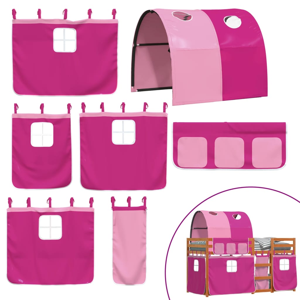 Letto a Castello senza Materasso Rosa 90x190 cm Legno di Pino - homemem39