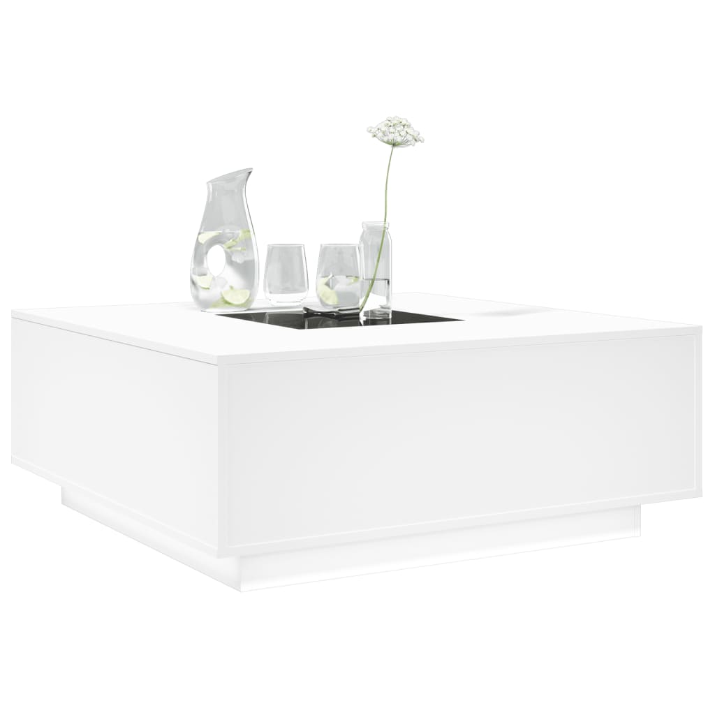 Tavolino da Salotto con LED Infinity Bianco 100x100x40 cm | homemem39