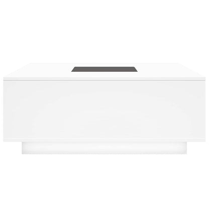 Tavolino da Salotto con LED Infinity Bianco 100x100x40 cm