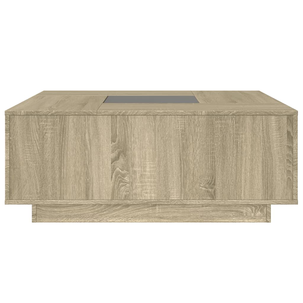 Tavolino da Salotto con LED Infinity Rovere Sonoma 100x100x40cm