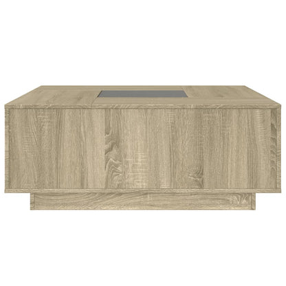 Tavolino da Salotto con LED Infinity Rovere Sonoma 100x100x40cm