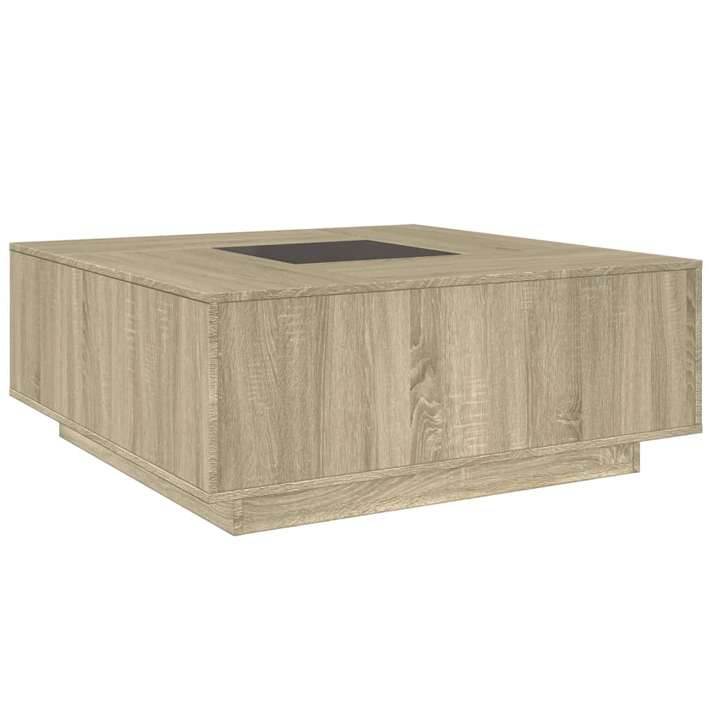 Tavolino da Salotto con LED Infinity Rovere Sonoma 100x100x40cm