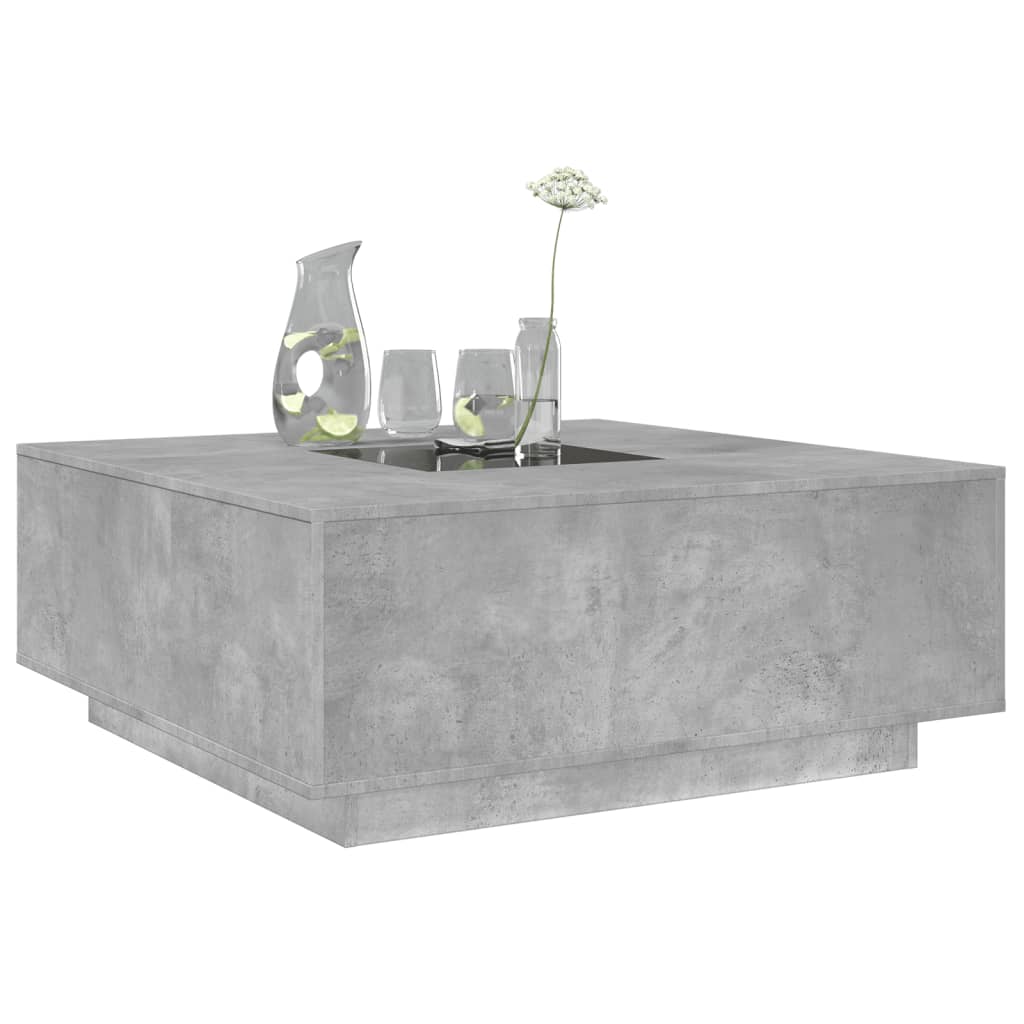Tavolino Salotto con LED Infinity Grigio Cemento 100x100x40 cm | homemem39