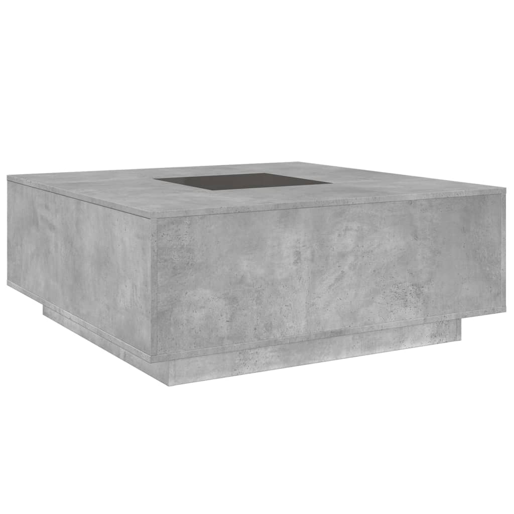 Tavolino Salotto con LED Infinity Grigio Cemento 100x100x40 cm | homemem39