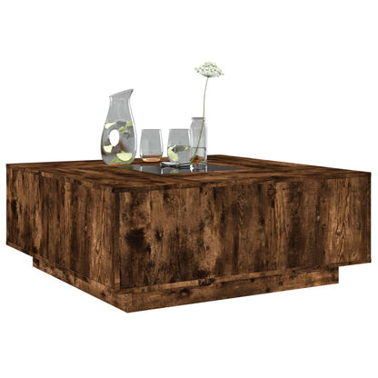 Tavolino da Salotto con LED Infinity Rovere Fumo 100x100x40 cm | homemem39