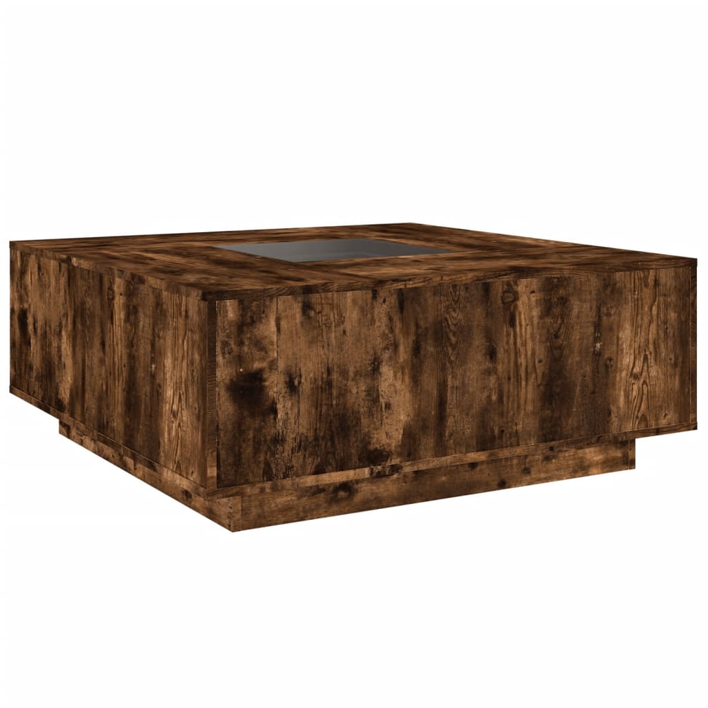 Tavolino da Salotto con LED Infinity Rovere Fumo 100x100x40 cm | homemem39