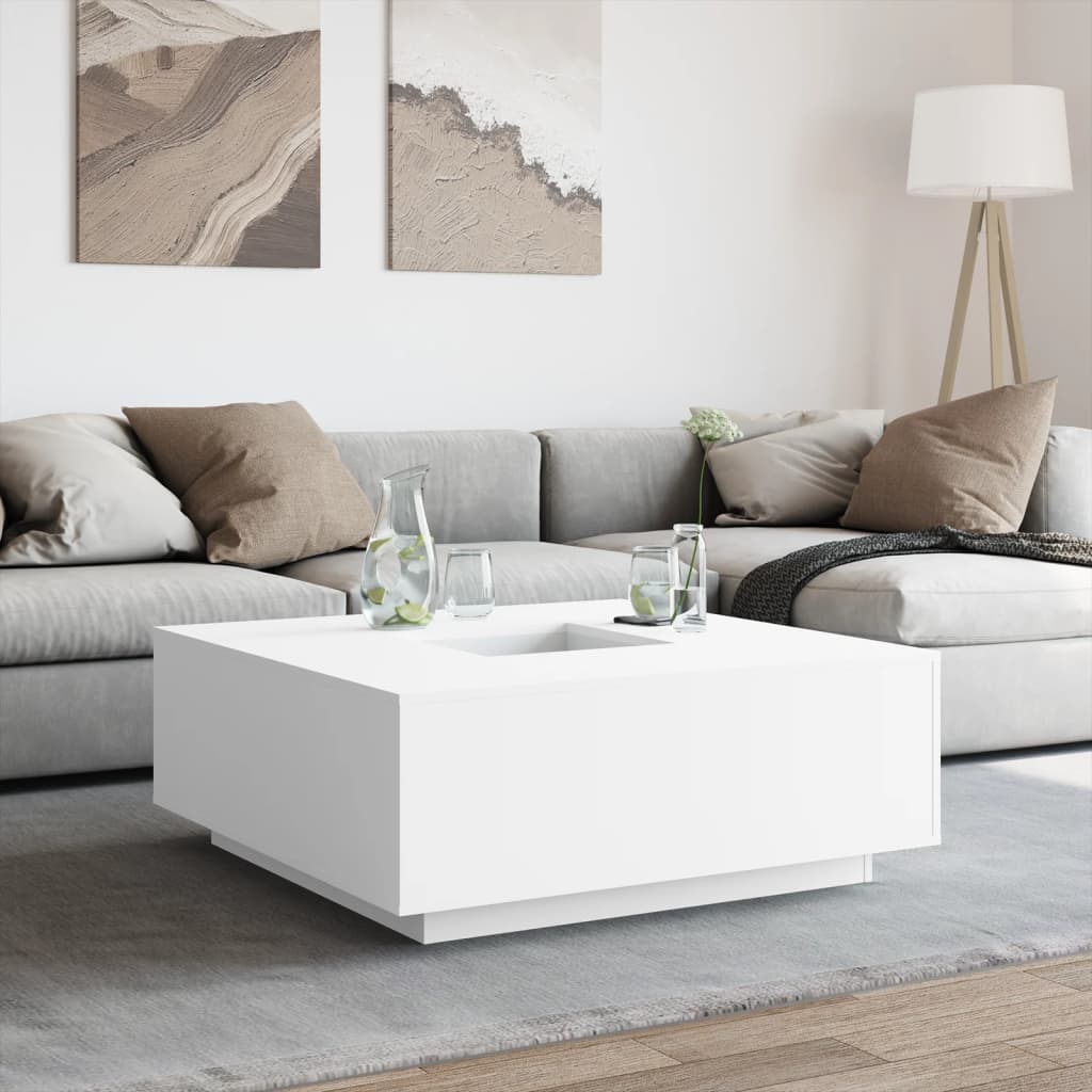 Tavolino da Salotto Bianco 100x100x40 cm in Legno Multistrato | homemem39